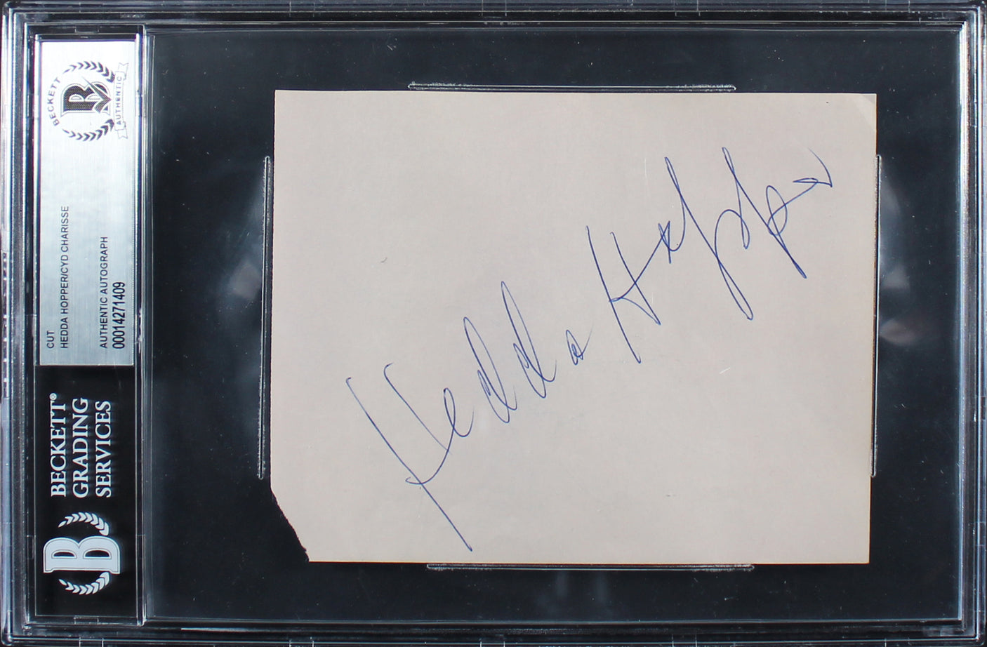 Hedda Hopper & CYD Charisse Authentic Signed 4.5x5.5 Cut Signature BAS Slabbed