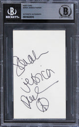 Sarah Jessica Parker Sex And The City "Peace" Signed 3x5 Index Card BAS Slab 3