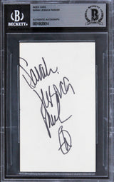 Sarah Jessica Parker Sex And The City Signed 3x5 Index Card BAS Slab 4