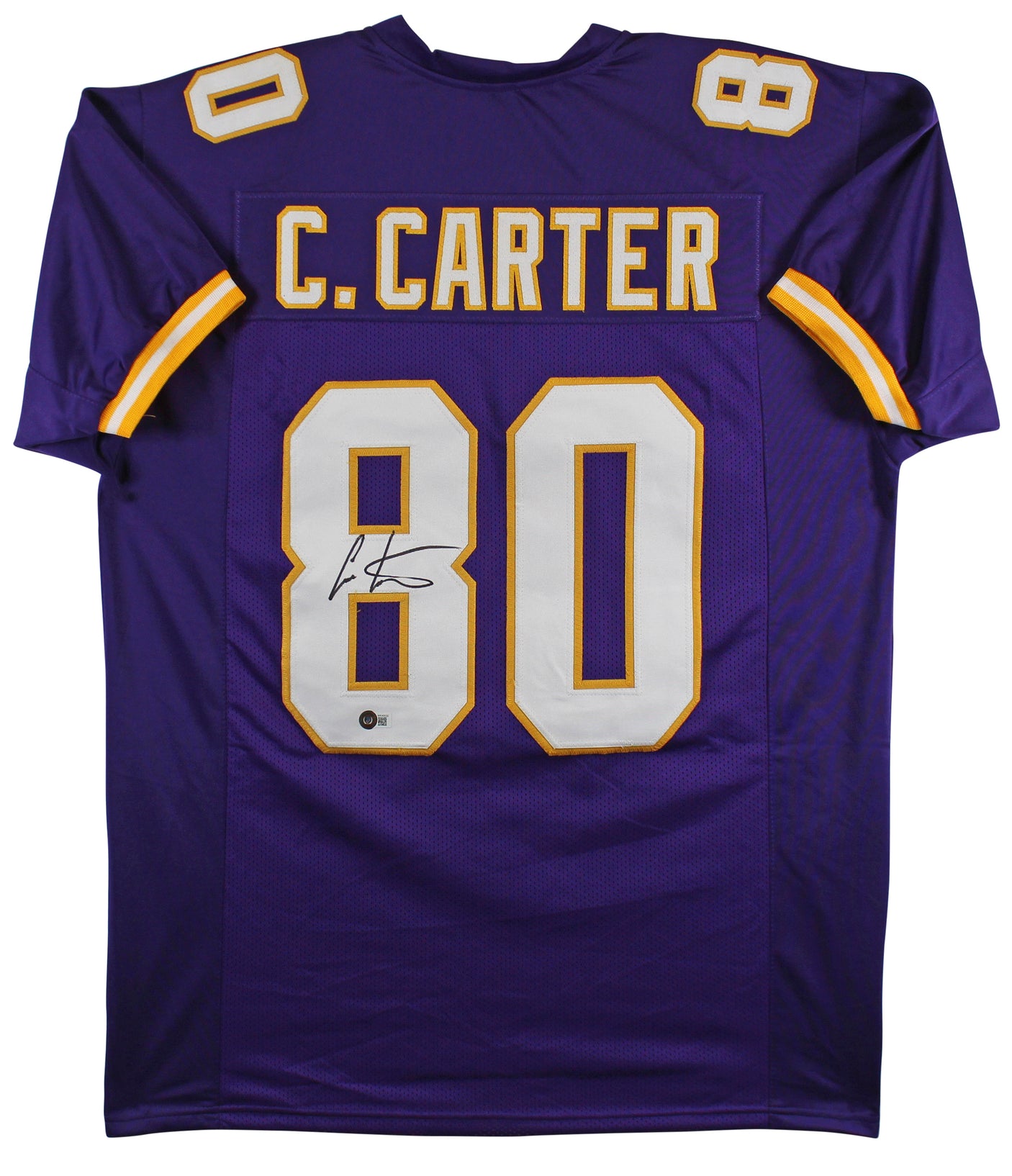 Cris Carter Authentic Signed Purple Pro Style Jersey Autographed BAS Witnessed