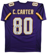 Cris Carter Authentic Signed Purple Pro Style Jersey Autographed BAS Witnessed