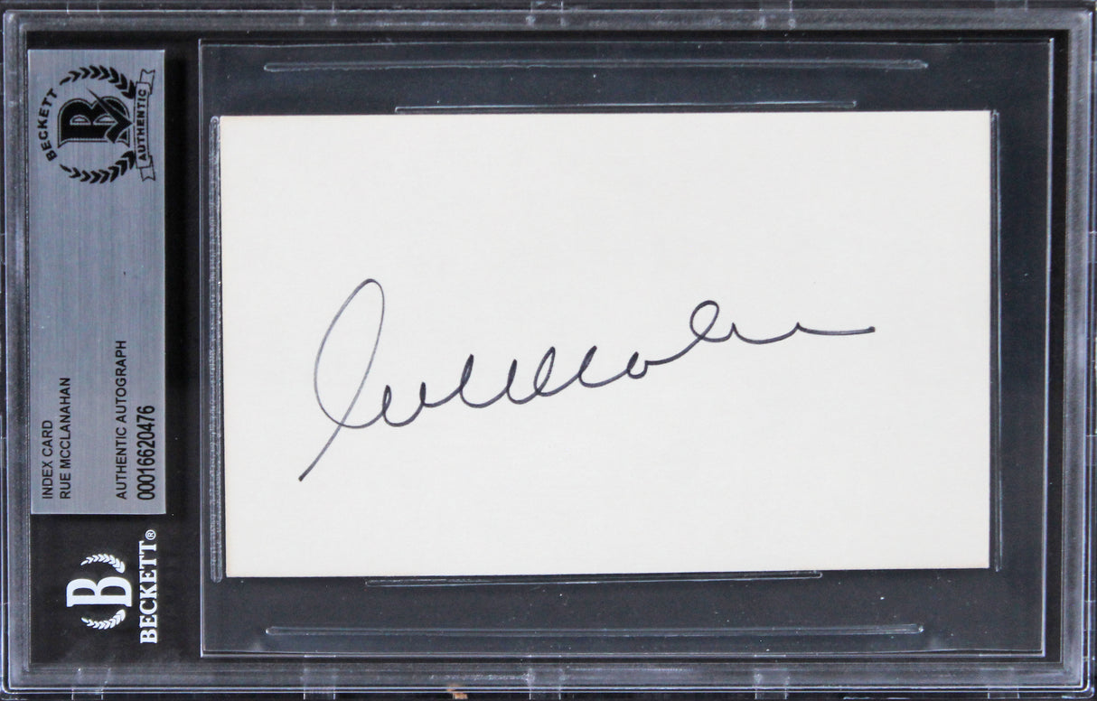 Rue McClanahan The Golden Girls Authentic Signed 3x5 Index Card BAS Slabbed