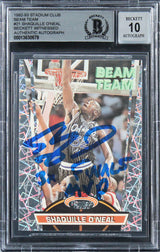 Shaquille O'Neal Signed 1992 Stadium Club Beam Team RC Auto Grade 10 BAS Slab 1