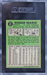 Yankees Roger Maris Authentic Signed 1967 Topps #45 Auto Card SGC Authentic
