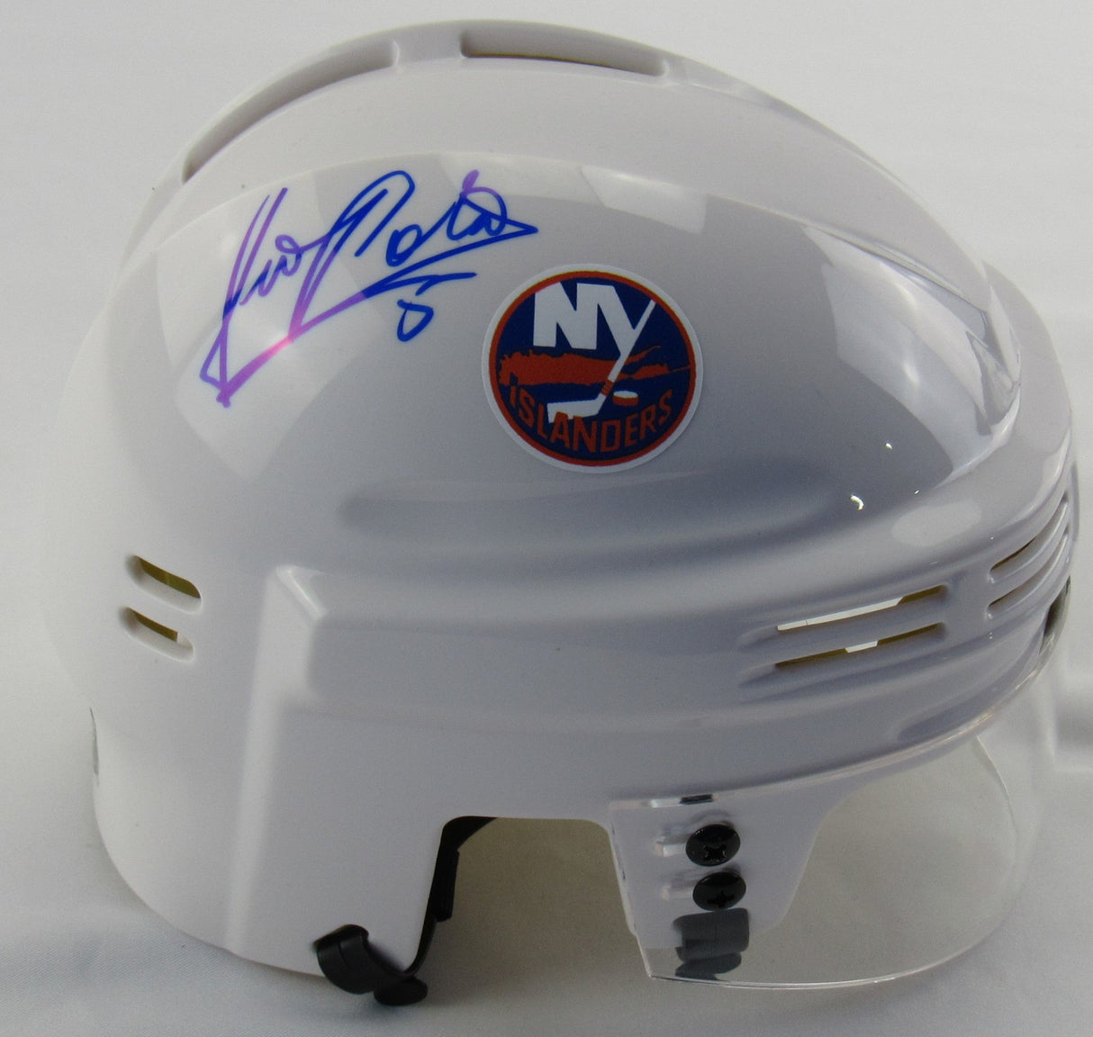 Denis Potvin Signed Auto Autograph Islanders White Mini Helmet JSA Witness COA
