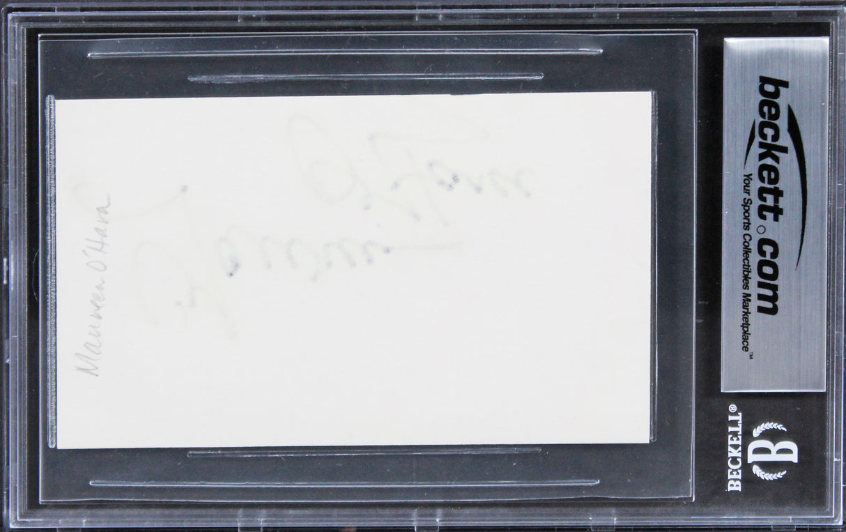 Maureen O'Hara The Quiet Man Authentic Signed 3x5 Index Card BAS Slabbed 4