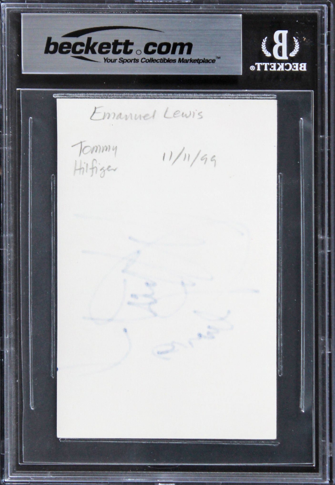 Emmanuel Lewis Webster Authentic Signed 3x5 Index Card Autographed BAS Slabbed