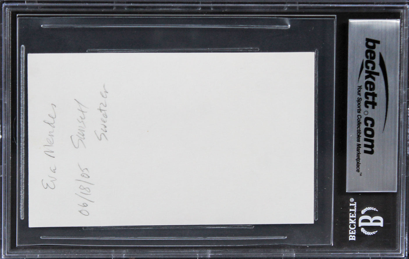 Eva Mendes Hitch Authentic Signed 3x5 Index Card Autographed BAS Slabbed