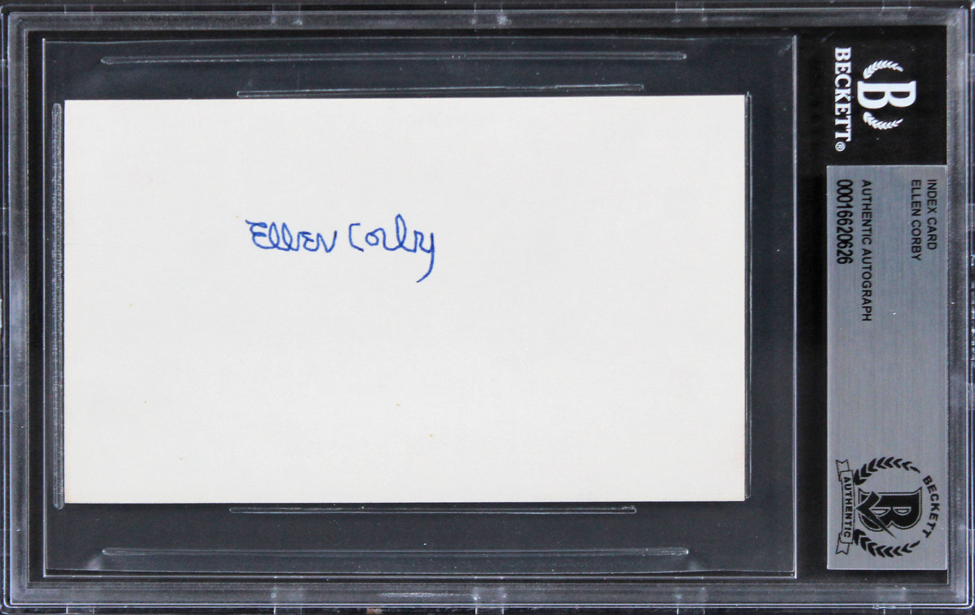 Ellen Corby The Waltons Authentic Signed 3x5 Index Card BAS Slabbed