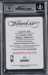 Lakers Magic Johnson Signed 2016 Panini Flawless #VMJ #1/1 Card Auto 10 BAS Slab