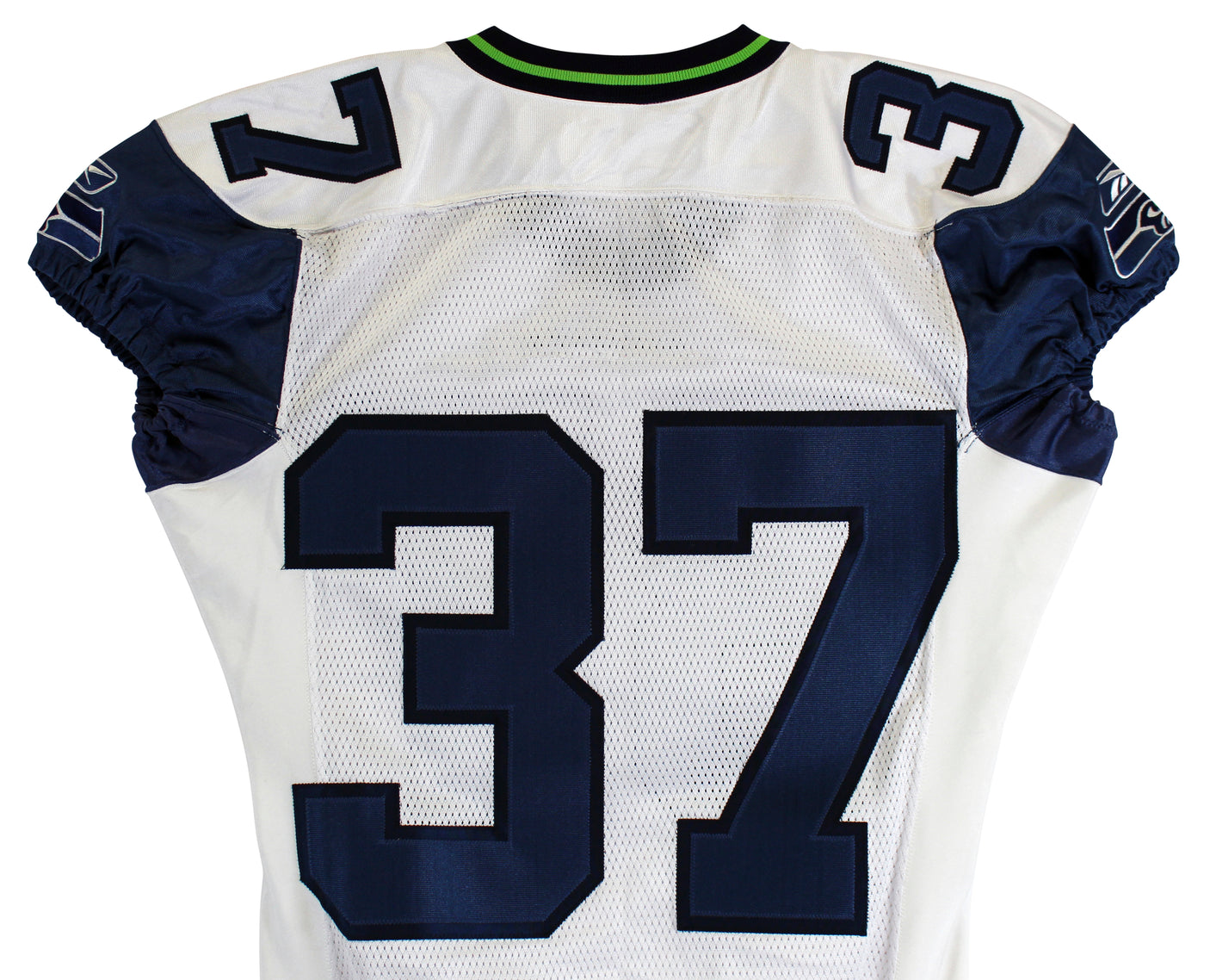 Seahawks Shaun Alexander "Game Used 2002" Signed White Reebok Jersey BAS Witness