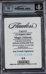 Lakers Magic Johnson Signed 2019 Panini Flawless #4 #1/1 Card Auto 10! BAS Slab