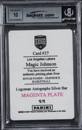 Lakers Magic Johnson Signed 2019 Panini Eminence #37 #1/1 Card Auto 10! BAS Slab