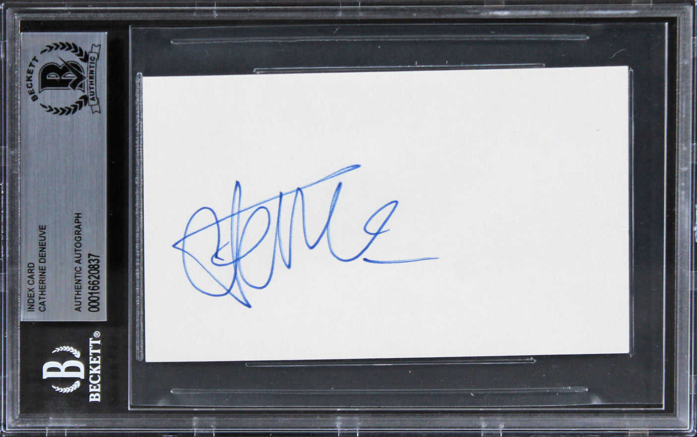 Catherine Deneuve Belle De Jour Authentic Signed 3x5 Index Card BAS Slabbed