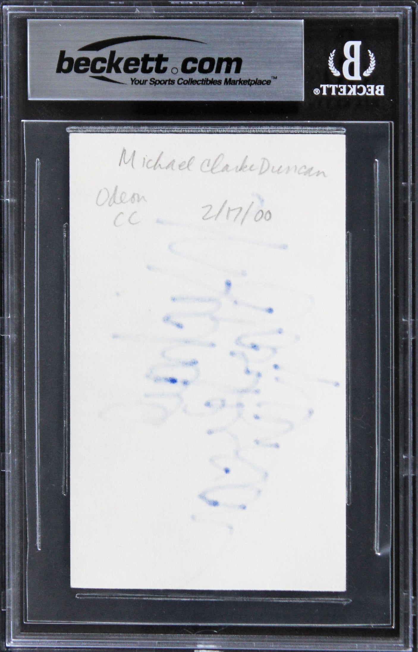 Michael Clarke Duncan The Green Mile Authentic Signed 3x5 Index Card BAS Slab 2