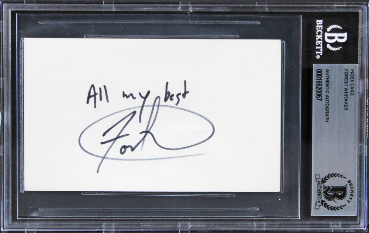 Forest Whitaker The Butler "All My Best" Signed 3x5 Index Card BAS Slabbed