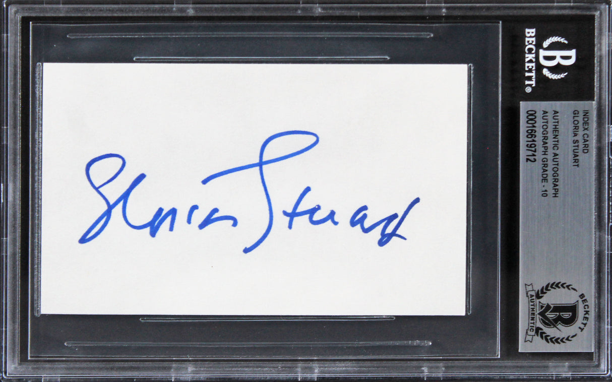 Gloria Stuart Titanic Signed 3x5 Index Card Auto Graded Gem Mint 10! BAS Slab 1