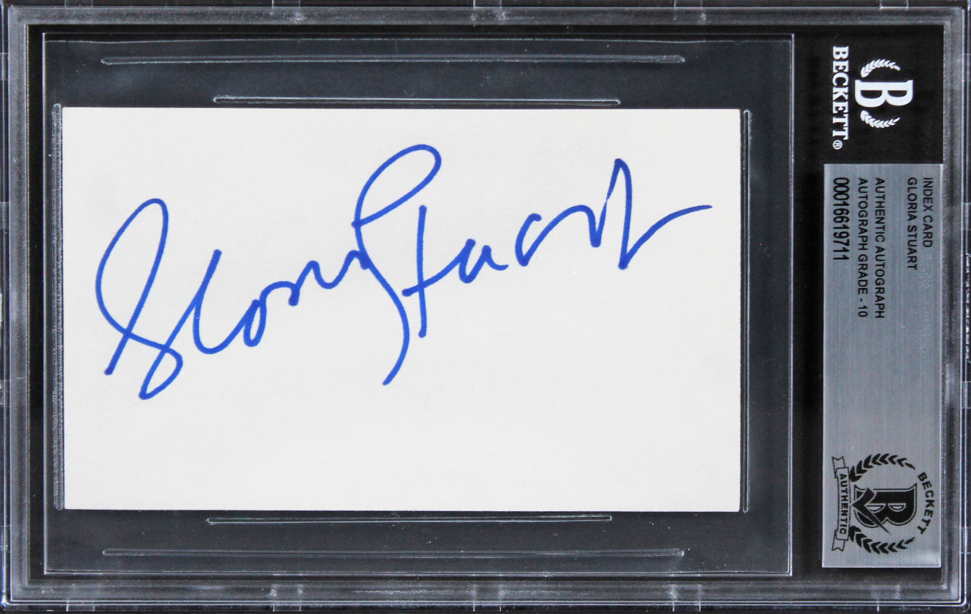 Gloria Stuart Titanic Signed 3x5 Index Card Auto Graded Gem Mint 10! BAS Slab 2