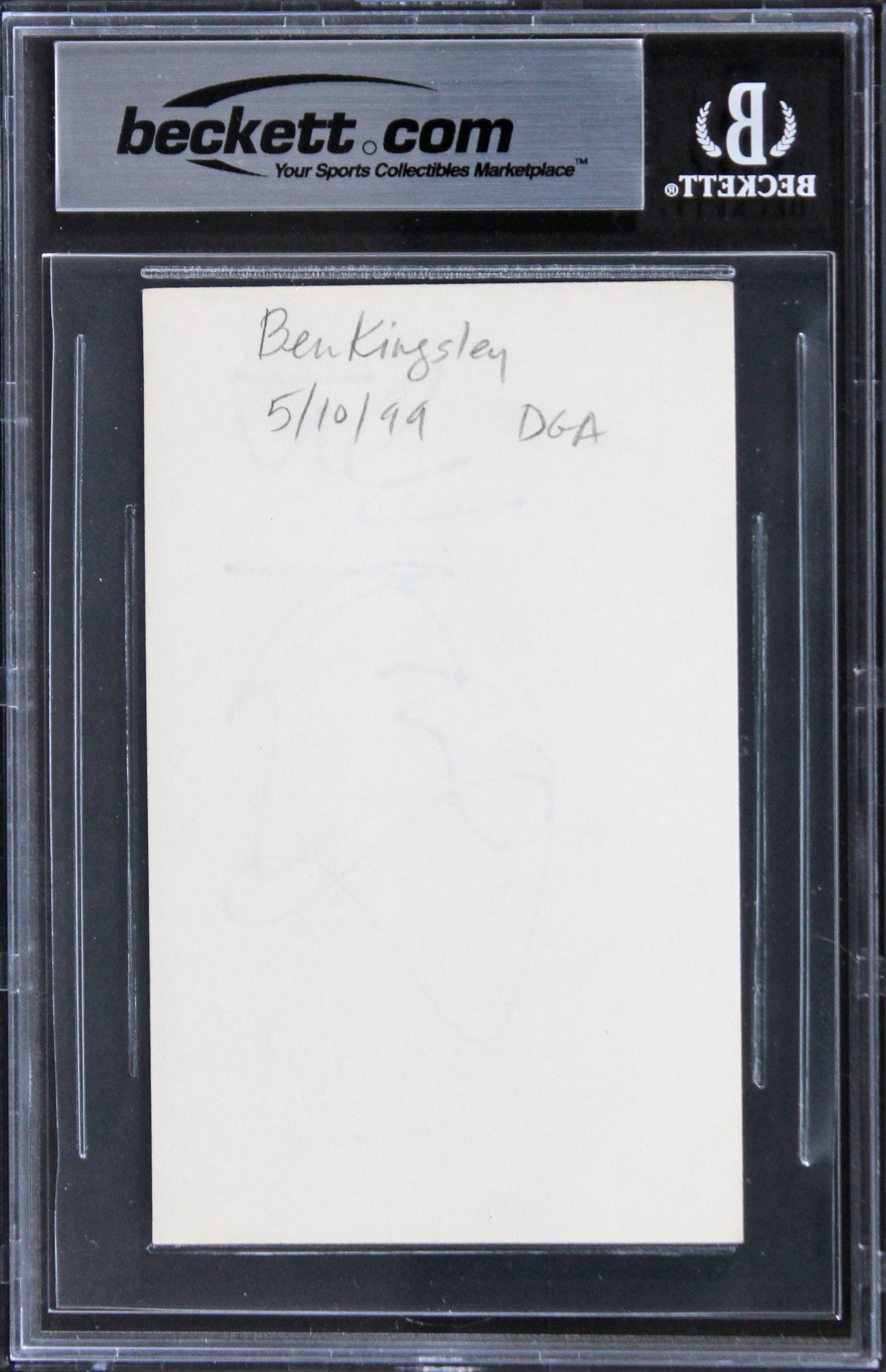 Ben Kingsley Schindler's List Authentic Signed 3x5 Index Card BAS Slabbed 3
