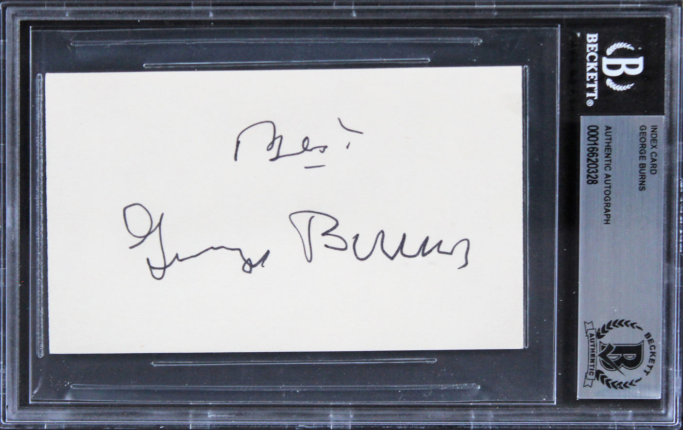 George Burns Oh God! "Best" Authentic Signed 3x5 Index Card BAS Slabbed 2