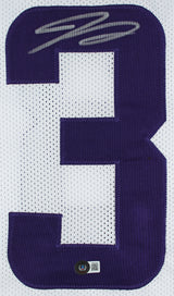 Jordan Addison Authentic Signed White Pro Style Jersey BAS Witnessed