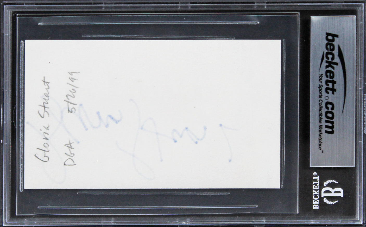 Gloria Stuart Titanic Authentic Signed 3x5 Index Card Autographed BAS Slabbed 3