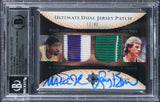 Magic Johnson & Larry Bird Signed 2005 Ultimate Patches DPJB 11/40 Card BAS Slab