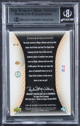 Magic Johnson & Larry Bird Signed 2005 Ultimate Patches DPJB 11/40 Card BAS Slab