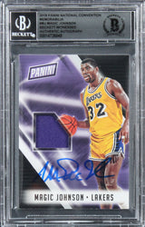 Magic Johnson Signed 2018 Panini National Convention Mem #MJ Card BAS Slabbed