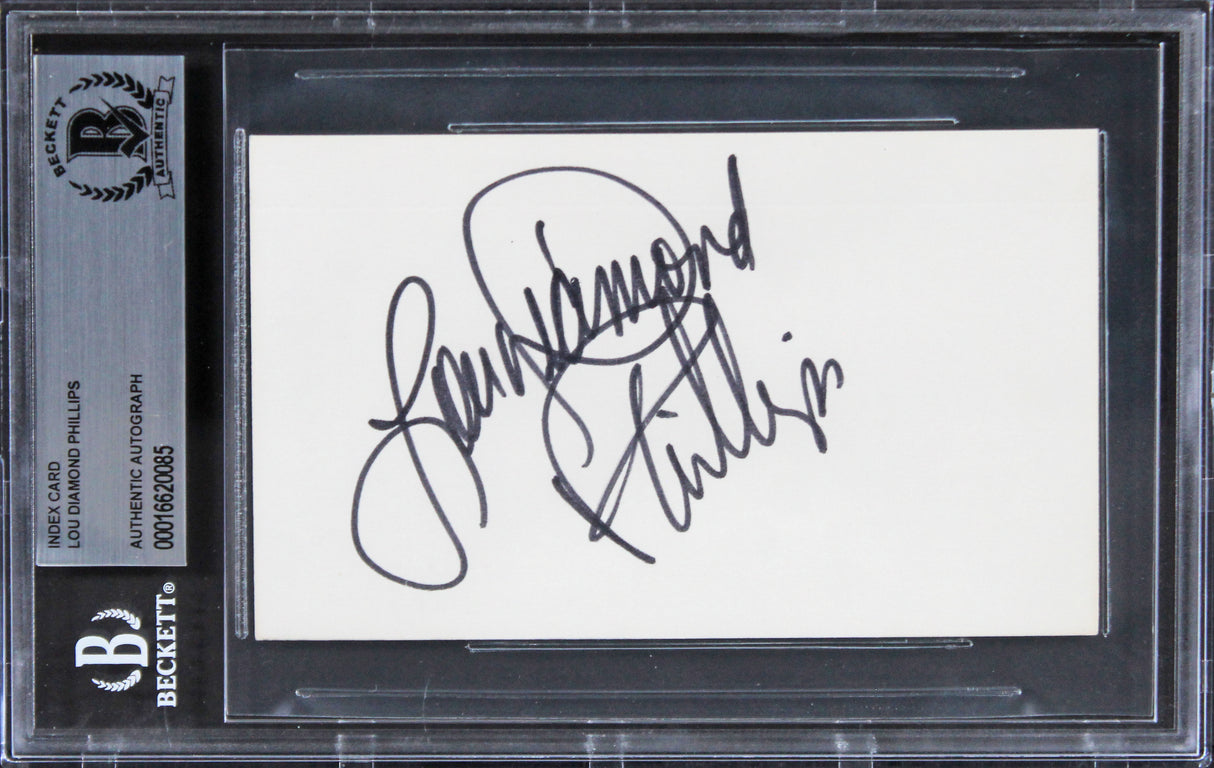 Lou Diamond Phillips Stand & Deliver Authentic Signed 3x5 Index Card BAS Slab 1