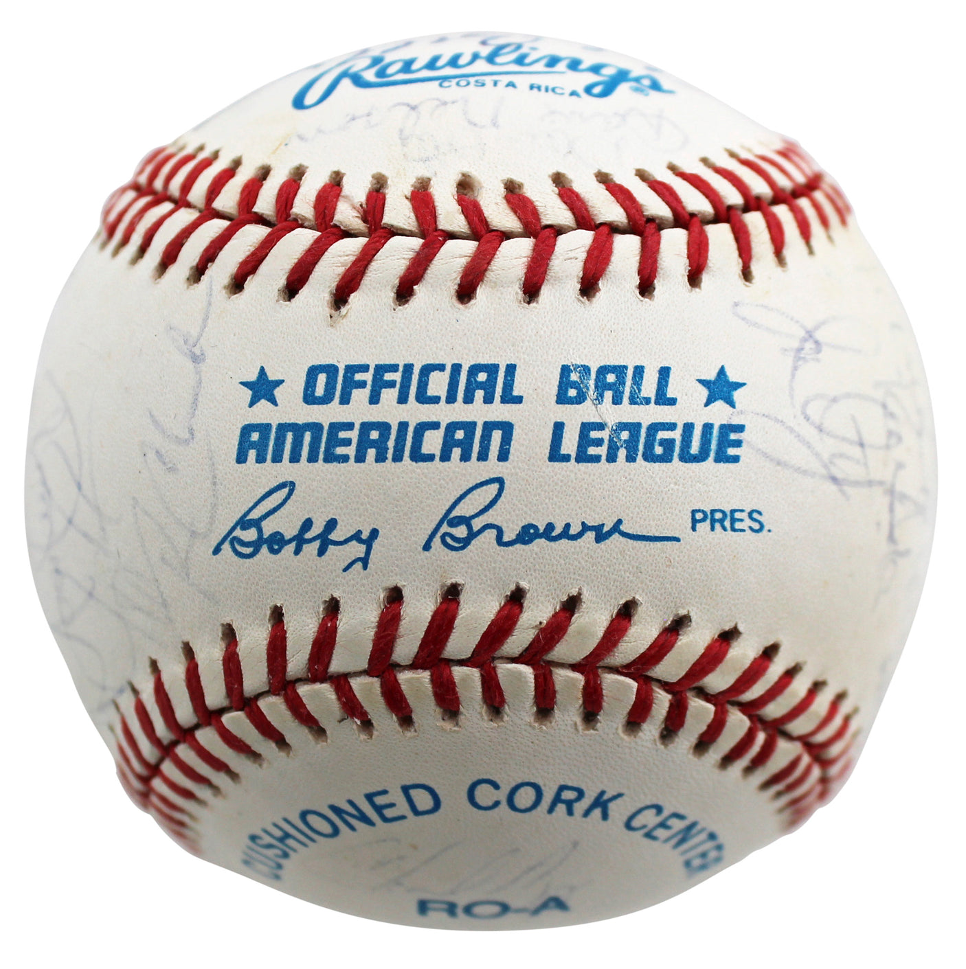 1992 Indians (28) Thome Authentic Signed Bobby Brown Oal Baseball BAS #AC01891