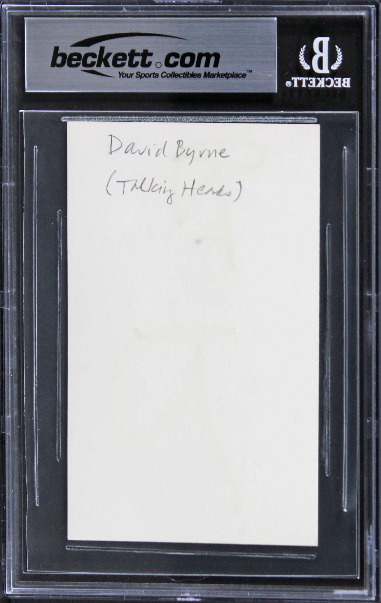 David Byrne Talking Heads Authentic Signed 3x5 Index Card BAS Slabbed 3