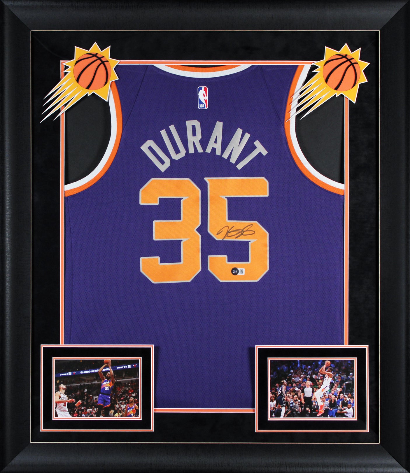 Suns Kevin Durant Signed Purple Nike Icon Edition Framed Jersey BAS Witnessed