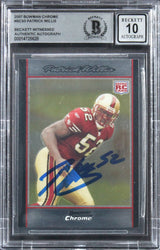 49ers Patrick Willis Signed 2007 Bowman Chrome #BC93 RC Card Auto 10 BAS Slabbed