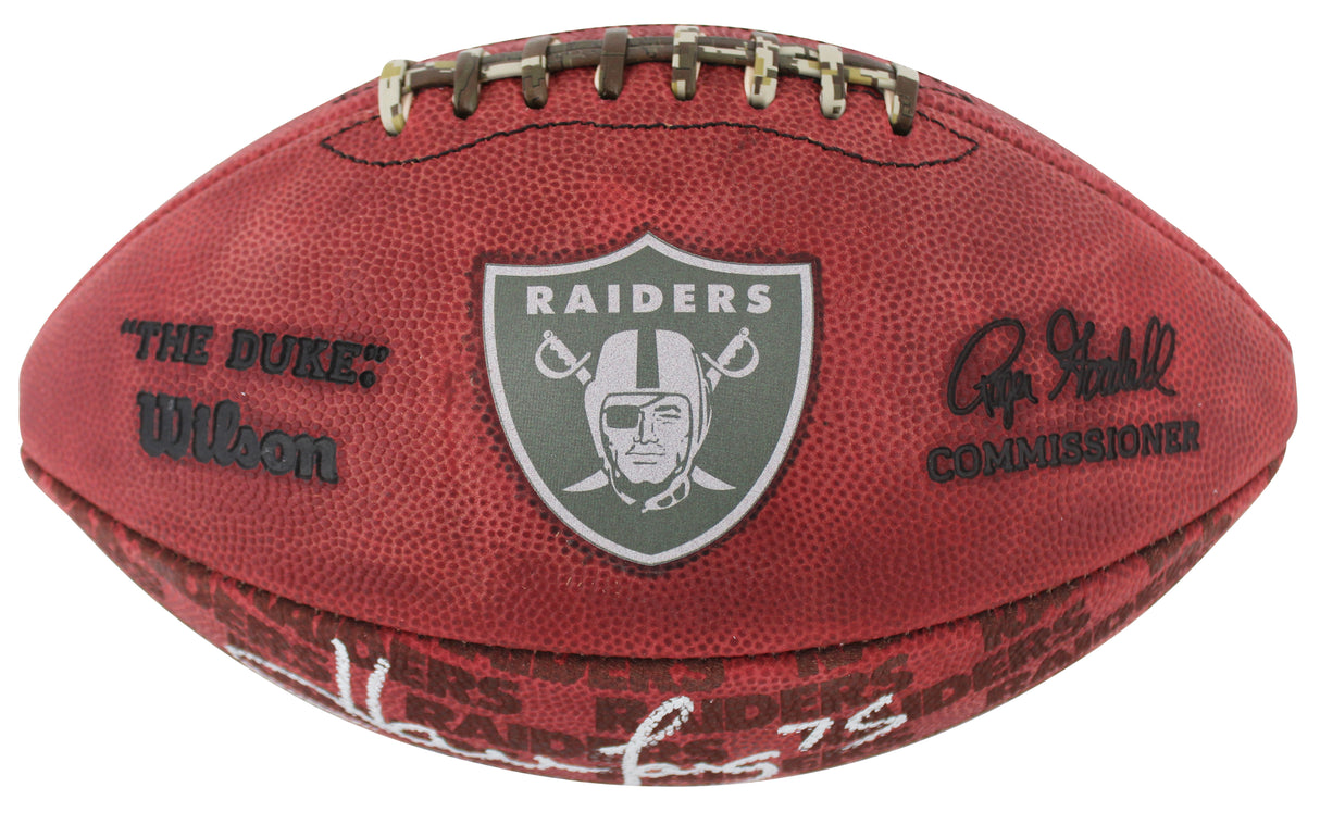 Raiders Howie Long "HOF 00" Signed "The Duke" Team Showcase Nfl Football BAS Wit