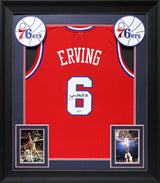 Julius "Dr. J" Erving Authentic Signed Red Pro Style Framed Jersey BAS