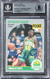 Sonics Shawn Kemp Authentic Signed 1990 Hoops #279 Rookie Card BAS Slabbed