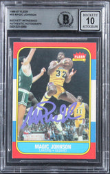 Lakers Magic Johnson Authentic Signed 1986 Fleer #53 Card Auto 10! BAS Slabbed
