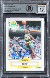 Sonics Shawn Kemp Signed 1990 Fleer #178 Rookie Card Auto 10! BAS Slabbed