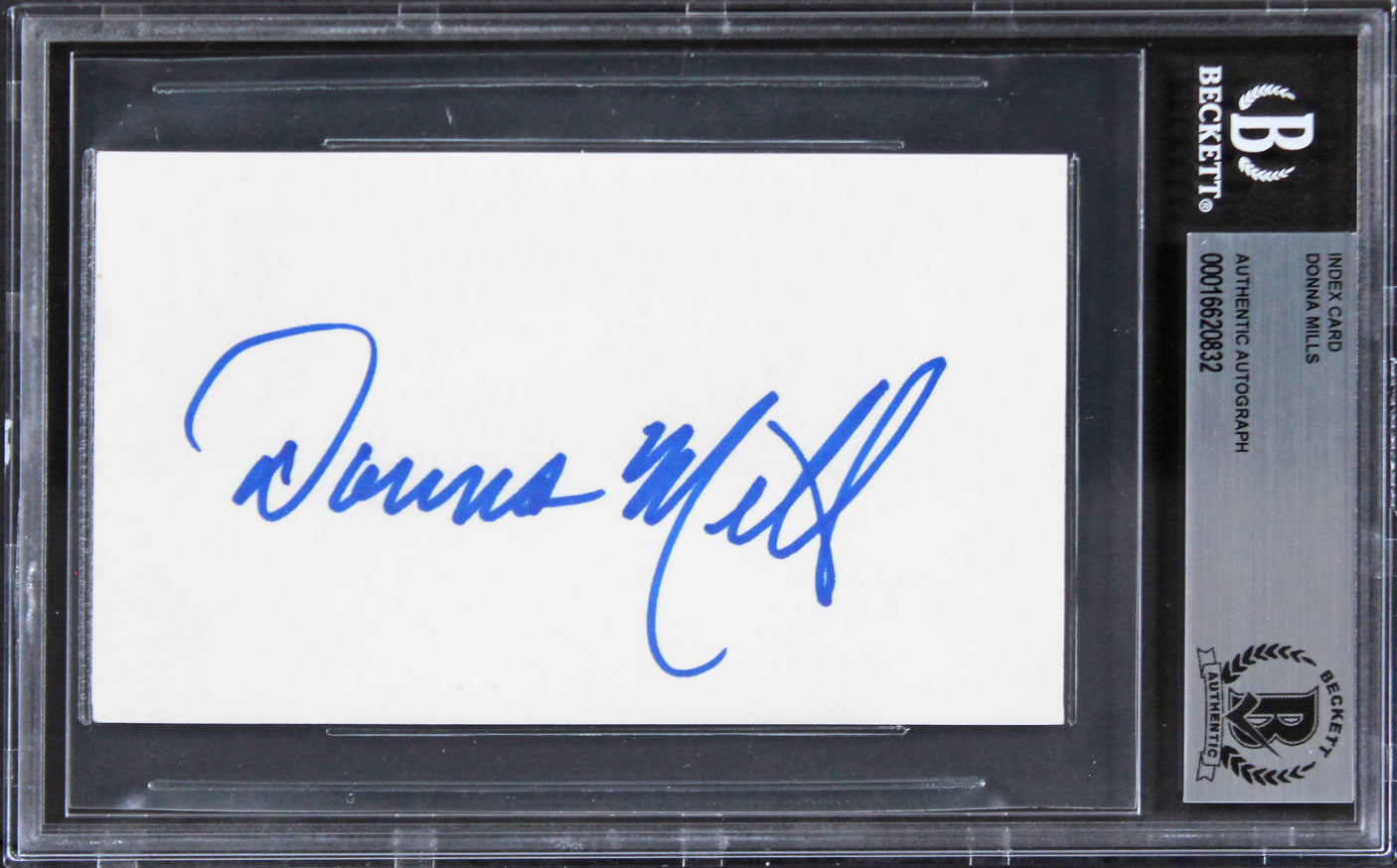 Donna Mills Knots Landing Authentic Signed 3x5 Index Card BAS Slabbed