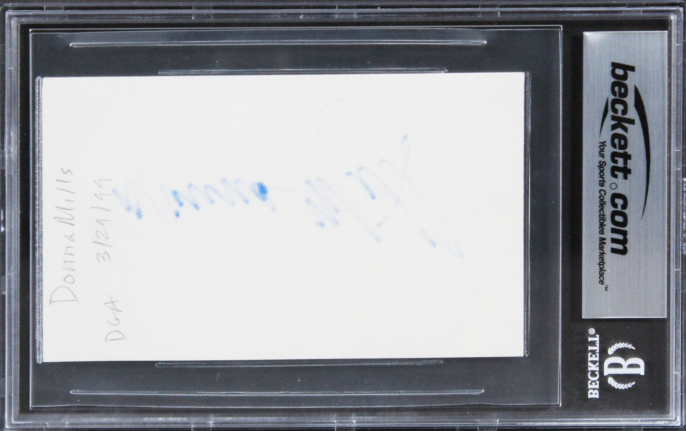 Donna Mills Knots Landing Authentic Signed 3x5 Index Card BAS Slabbed