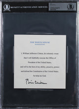 Bill Clinton Authentic Signed 5.75x6 Oath Of Office Cut Signature Auto Graded Gem Mint 10! BAS Slabbed