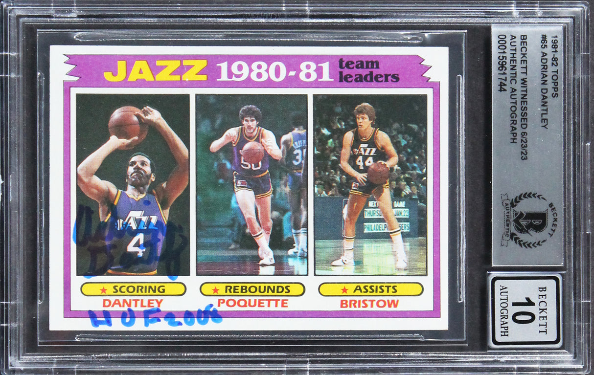 Jazz Adrian Dantley "HOF 2008" Signed 1981 Topps #65 Card Auto 10! BAS Slabbed