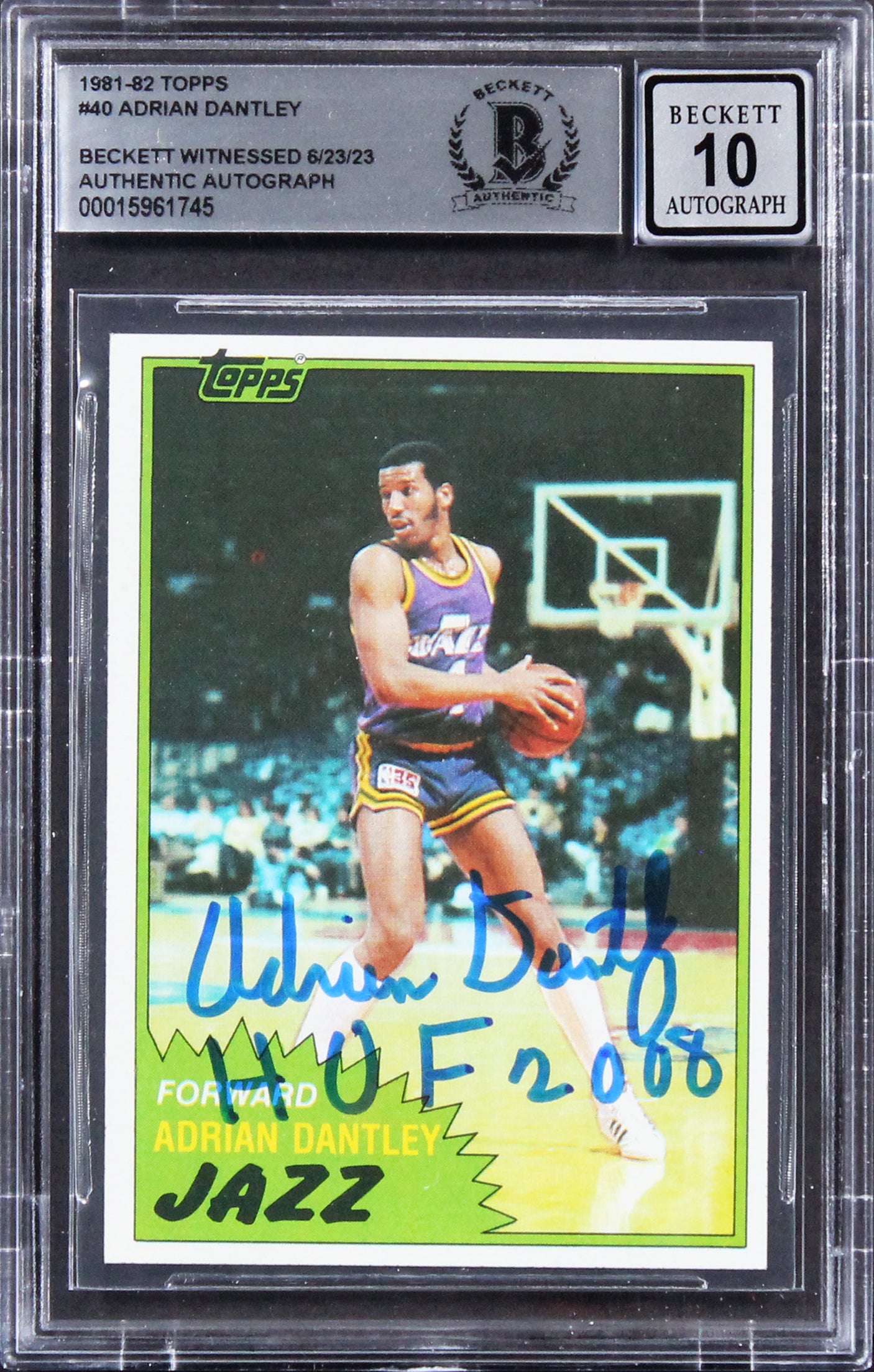 Jazz Adrian Dantley "HOF 2008" Signed 1981 Topps #40 Card Auto 10! BAS Slabbed