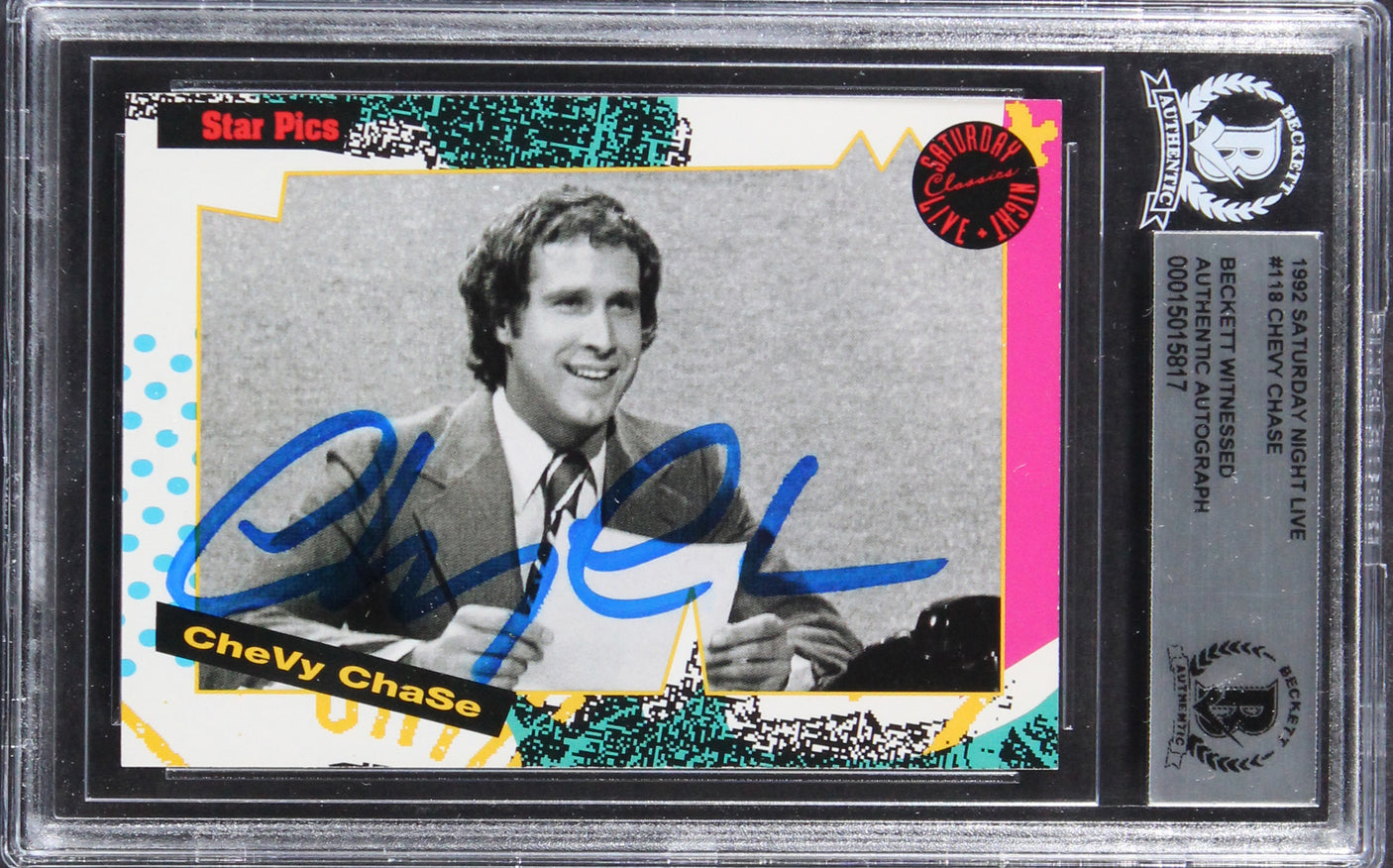 Chevy Chase Authentic Signed 1992 Saturday Night Live #118 Card BAS Slabbed