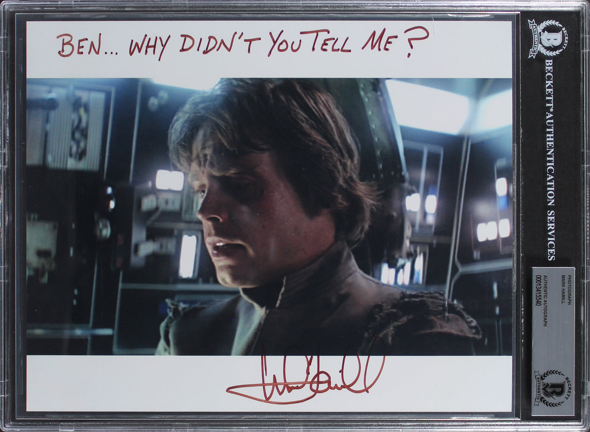 Mark Hamill Star Wars "Ben...Why Didn't You Tell Me?" Signed 8x10 Photo BAS Slab