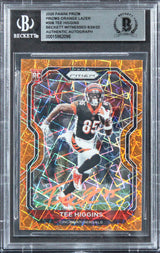 Bengals Tee Higgins Signed 2020 Panini Prizm Orange Lazer #308 RC BAS Slabbed