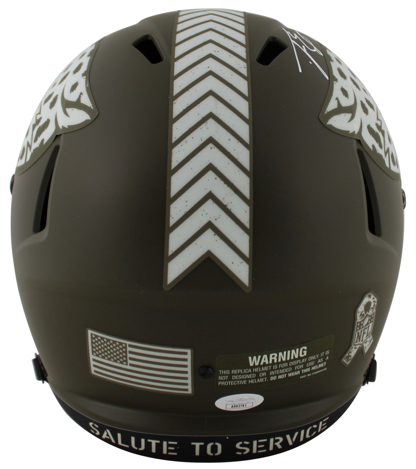 Jaguars Travis Etienne Jr. Signed Salute To Service F/S Speed Rep Helmet JSA