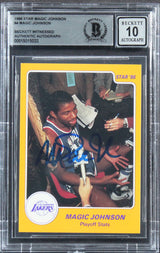 Lakers Magic Johnson Authentic Signed 1986 Star #4 Card Auto 10! BAS Slabbed