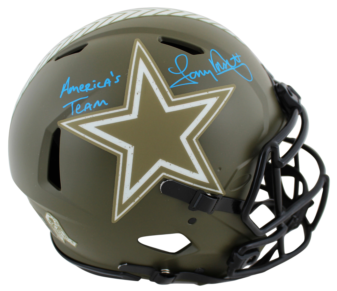 Cowboys Tony Dorsett Signed Salute To Service F/S Speed Proline Helmet BAS Wit